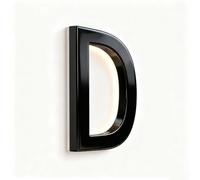 Numéros De Maison À LED Rétroéclairés Pour L'extérieur Plaque D'adresse Moderne Éclairée En Noir Mat Avec Lumière Blanche Chaude (D,8inch)