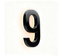 Numéros De Maison À LED Rétroéclairés Pour L'extérieur Plaque D'adresse Moderne Éclairée En Noir Mat Avec Lumière Blanche Chaude (9,16inch)