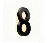 Numéros De Maison À LED Rétroéclairés Pour L'extérieur Plaque D'adresse Moderne Éclairée En Noir Mat Avec Lumière Blanche Chaude (8,20inch)
