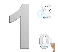 Numéros de maison autocollants - 15,2 cm - En acier inoxydable - Pour l'extérieur - Grand numéro de maison moderne - Numéro d'adresse pour porte de jardin - Pour la visibilité - Argenté