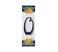 Numéros de maison, chiffres et lettres en céramique italienne, motif citron, dimensions du carreau : 10 cm x 3,5 cm (numéro 0)