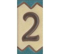 Numéros de maison, chiffres et lettres en céramique, motif rustique, taille des carreaux : 10 cm x 5 cm, 2 à 8 cadres de carreaux (numéro 2)