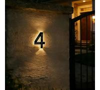 Numéros de maison éclairés à l'énergie solaire for l'extérieur, allument les panneaux d'adresse LED étanches for les maisons, murs de magasins, immeubles de bureaux, salles de sport(Number 4)