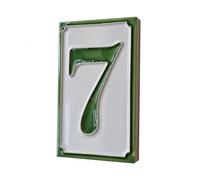Numéros de maison en céramique italienne peints à la main - Design simple - Vert - Dimensions : 11 x 7 cm (numéro 7)