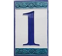 Numéros de maison en céramique italienne, peints à la main, motif grec, dimensions : 11 x 7 cm
