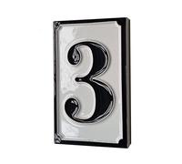 Numéros de maison en céramique italienne peints à la main - Numéro 3 - Noir - Dimensions : 11 x 7 cm