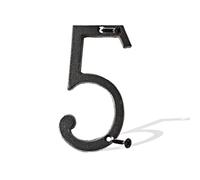 Numéros de maison en fonte de 14 cm - Numéros de boîte aux lettres solides pour intérieur et extérieur - Pour projets de bricolage - Lettres murales à suspendre - Numéro 5