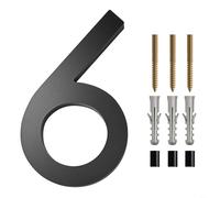 Numéros de maison flottants, modernes pour panneau d'adresse, numéros de porte noirs, grands chiffres d'extérieur, chiffres de maison de 15,2 cm (6)