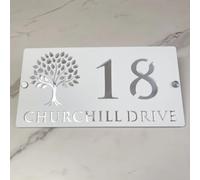 Numéros de maison modernes en acrylique personnalisé, plaque d'adresse découpée au laser, plaque d'immatriculation, décoration d'intérieur (argent blanc, 29 x 15 cm)