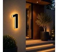 Numéros de Maison Solaires pour l'Extérieur, Plaque d'Adresse Éclairée par LED, Marche/Arrêt Automatiques du Crépuscule à l'Aube, Panneau d'Adresse Solaire Étanches pour Maison Garage Clôture (A)
