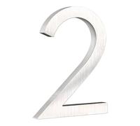 numéros de portail, Numéro de maison flottant extérieur 152 mm, 15,2 cm, plaque d'adresse en métal argenté, porte d'appartement, n°0-9(2)