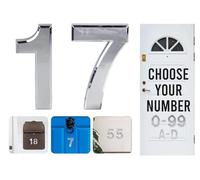 Numéros de Porte 0 à 99 Effet Chromé à Coller - 7,6 cm en ABS pour Portes, Boîtes aux Lettres, Chambres d'Hôtel (17)