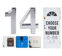 Numéros de porte argentés à coller, lettres A, B, C, D, 7,6 cm, pour portes, boîtes aux lettres, chambres d'hôtel (14)