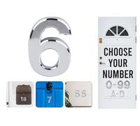 Numéros de porte argentés à coller, lettres A, B, C, D, 7,6 cm, pour portes, boîtes aux lettres, chambres d'hôtel (6)
