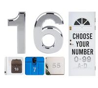 Numéros de porte argentés à coller, lettres A, B, C, D, 7,6 cm, pour portes, boîtes aux lettres, chambres d'hôtel (16)