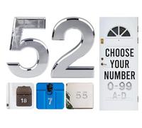 Numéros de porte argentés à coller, lettres A, B, C, D, 7,6 cm, pour portes, boîtes aux lettres, chambres d'hôtel (52)