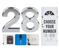 Numéros de Porte de 0 à 99 Effet Chromé à Coller - 7,6 cm en ABS pour Portes, Boîtes aux Lettres, Chambres d'Hôtel (28)