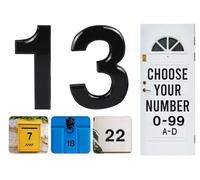 Numéros de porte de 7,6 cm à coller de 0 à 99 - Numéro de maison noir en ABS - Autocollants 3D pour portes, boîtes aux lettres, chambres d'hôtel (13)