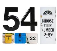 Numéros de porte de 7,6 cm à coller de 0 à 99 - Numéro de maison noir en ABS - Autocollants 3D pour portes, boîtes aux lettres, chambres d'hôtel (54)