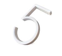 Numéros de porte de maison en métal, 125 mm, blanc flottant, plaque de porte, plaque d'adresse en métal, plaque d'adresse extérieure (numéro 5)