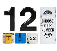 Numéros de porte noirs à coller, lettres A, B, C, D, 7,6 cm, pour portes, boîtes aux lettres, chambres d'hôtel (12)