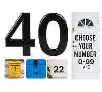 Numéros de porte noirs à coller, lettres A, B, C, D, 7,6 cm, pour portes, boîtes aux lettres, chambres d'hôtel (40)