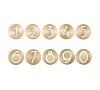 Numéros de porte numériques en laiton doré, chiffres 0 à 9, 6,4 cm, style rétro villa/hôtel, plaques rondes et creuses, numéro chambre, 1 pièce(Number 0)