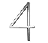 Numéros de porte numériques en lettres l'alphabet, 12 cm, 0 à 9, argentés, plaque numéro maison 3D moderne,7 alliage zinc, 1 pièce(Satin Nickel 4)