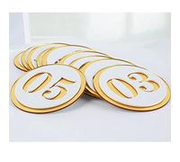 Numéros de porte numériques en lettres, plaque numérique dorée acrylique, autocollant numéroté, numéro série, poteau for maison ou bureau(White+gold,1 10-8X8CM)