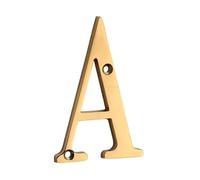 Numéros de porte, Plaque de numéro maison dorée en laiton massif, 4 pouces avec chiffres et lettres(A)