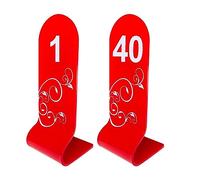 Numéros de table de 1 à 40 chiffres blancs double face en forme de L en acrylique rouge pour table de mariage