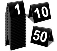 Numéros de table de 1 à 50 en acrylique double face - Numéros de table de mariage pour réception de mariage, restaurant, fête, banquets, 6,9 x 16,3 cm (noir)