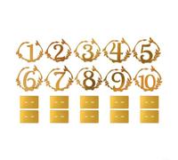Numéros de table de mariage de 2,5 à 25,4 cm en acrylique doré - pour numéros de table de qualité supérieure pour décoration de fête et de réception - Support droit de 10,5 cm