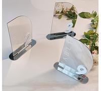 Numéros de table de mariage en acrylique, numéros de table semi-arqués en acrylique miroir pour fête, événements, décoration d'occasions (miroir argenté, numéro 1 à 20)
