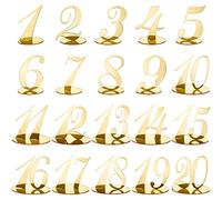 Numéros de table de mariage en acrylique pour réception de mariage, numéros de table avec base de support, numéros de table élégants pour fête de mariage, événement, restauration (doré)