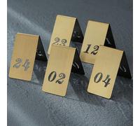 Numéros de Table de Restaurant Chevalets de Table Numérotés en Acier Inoxydable, Numéros de Table Numéros de Style de Tente en Acier Inoxydable pour Restaurants et Cafés, Banquets, 6 X 3.5 Cm(1-30)