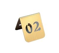 Numéros de Table en acier inoxydable 1-10nmber, plaques signalisation bureau Double face for Restaurant, café et Bar, carte siège réservée Pour Cafés(Gold,7x8cm)