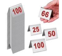Numéros De Table En Acier Inoxydable, 1-25 1-50 1-100 Cartes De Numéro De Table De Tente Empilable Double Face, Marque Place Mariage, Pour Restaurants Cafés Bars Fête De Mariage(Red,1-100)