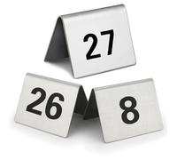 Numéros de table en acier inoxydable, Numéros de table en acier inoxydable 1-25/50/100 double face empilables 5x4,5 cm(1-25)