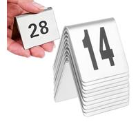 Numéros de table en acier inoxydable, Plaques d'immatriculation de table double face en acier inoxydable 5x4,5 cm 1-50 et 1-100 paquet de 10 pièces(1-50)