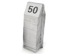 Numéros de table en acier inoxydable, Plaques d'immatriculation de table en acier inoxydable, style tente double face 1-50 ou 1-100 50x40x35mm(No. 1-100)