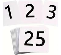 Numéros de Table Mariage 25/50/100Pcs, Pvc Table Number Cards, Double-Sided,White On Black, Restaurant Decor(White 1-25)