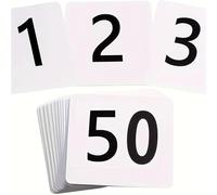 Numéros de Table Mariage 25/50/100Pcs, Pvc Table Number Cards, Double-Sided,White On Black, Restaurant Decor(White 1-50)