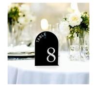Numéros de Table Mariage Arched Shape Table Numbers Gold Wedding with Stands 3D Reception Decor(Grey,No. 1-20 (10x15cm))