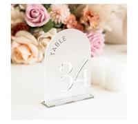 Numéros de Table Mariage Arched Shape Table Numbers Gold Wedding with Stands 3D Reception Decor(Silver,No.1-12 (10x15cm))