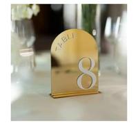 Numéros de Table Mariage Arched Shape Table Numbers Gold Wedding with Stands 3D Reception Decor(WHITE,No.1-15 (10x15cm))