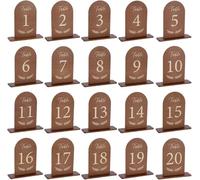 Numéros de Table mariage en bois 1-20, 20 pièces, avec support, marron noix coco, impression Double face, signe numérique arc Pour Restaurants