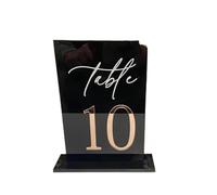 Numéros de Table Mariage White Acrylic Table Numbers Wedding Decor Signage Gold Tabletop(Rosegold on black,No.1-20)
