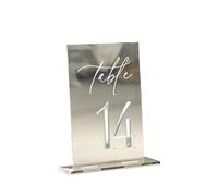 Numéros de Table Mariage White Acrylic Table Numbers Wedding Decor Signage Gold Tabletop(Silver on clear,No.1-3)