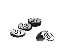 Numéros de table ovales gravés ABS 30 mm x 50 mm (51-100) pour pubs, restaurants, clubs - Argent - 51 à 100
